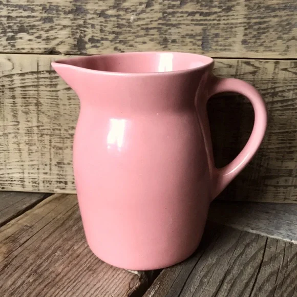 VTG Coral Peach Pink Ceramic Pottery Pitcher, 1Qt - Picture 1 of 8